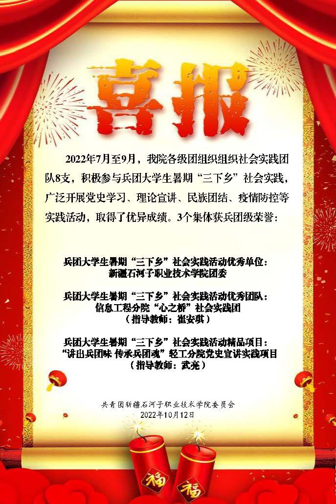 推动“大思政”工作格局下的实践育人工作取得新突破 ——新疆石河子职业技术学院“三下乡”社会实践结硕果