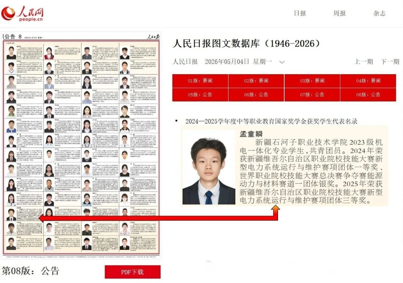 喜报！我院学子孟童瞬优秀事迹登上《人民日报》