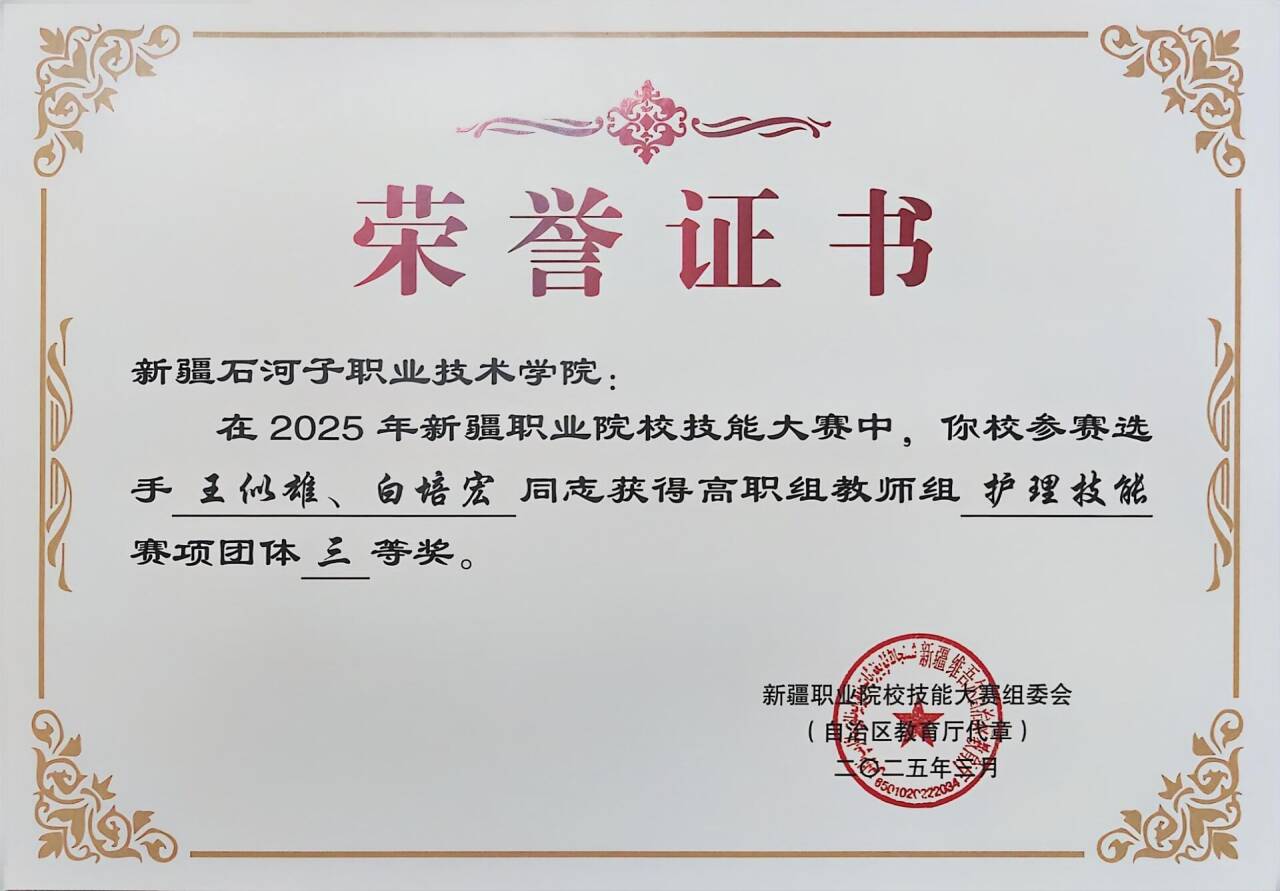 2025年新疆职业院校技能大赛高职组教师组护理技能赛项团体三等奖